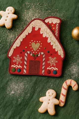 Christmas Gingerbread House Cocktail Napkins – Linen Blend, Set of 4