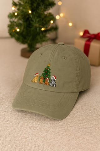 Embroidered Christmas Dogs Hat – Personalized Gift, Dog Lover Cap